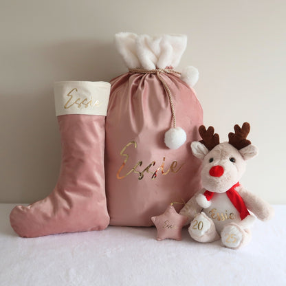 Velvet Christmas Sack - Pink