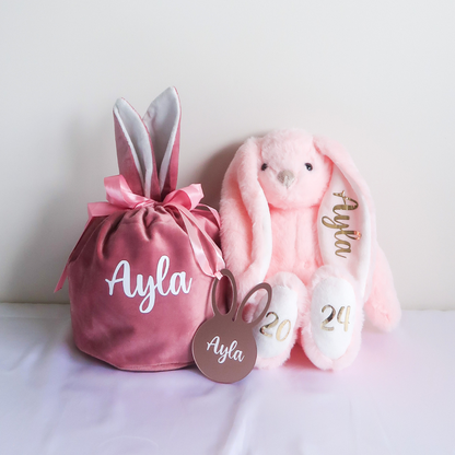 Velvet Easter Bunny Bag (Pink)