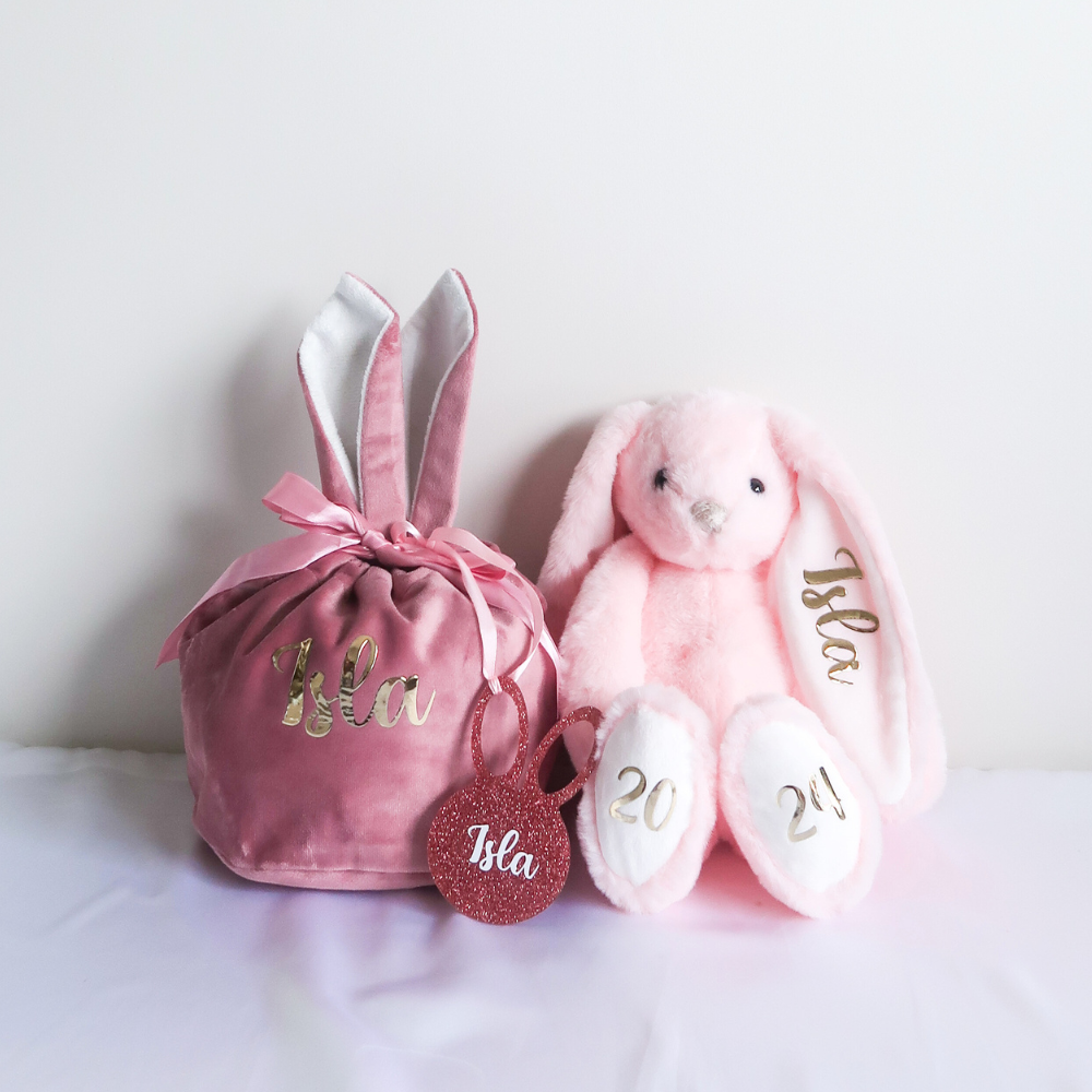 Velvet Easter Bunny Bag (Pink)