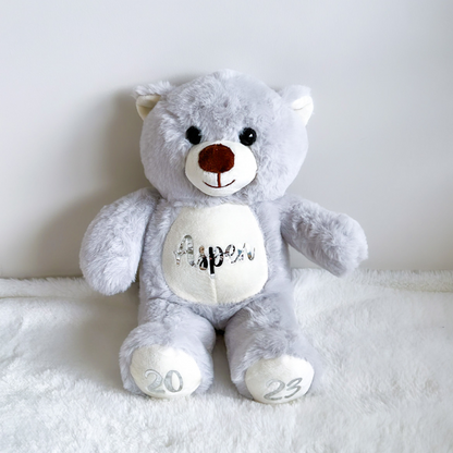 Personalised Baby Teddy Bear (Grey)