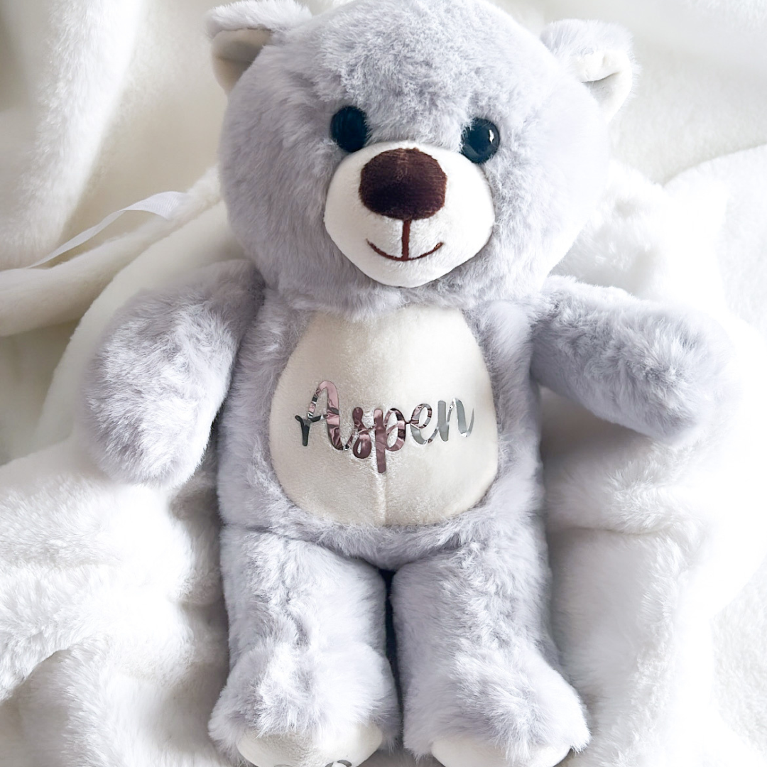 Personalised Baby Teddy Bear Grey