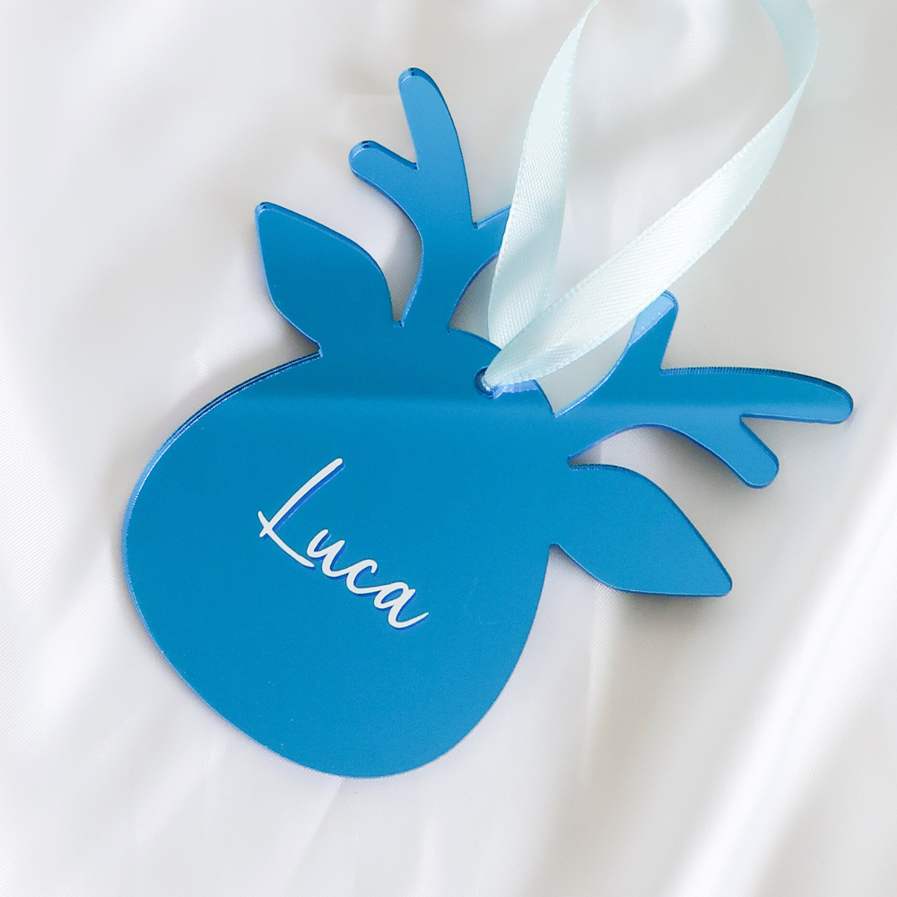 Luxe Reindeer Christmas Bauble - Blue