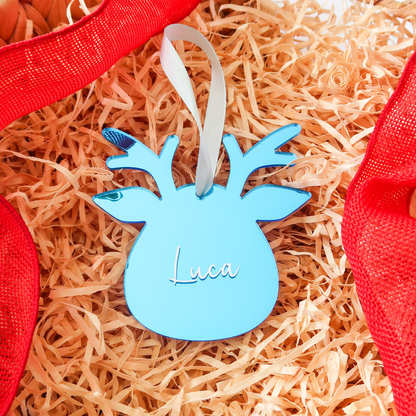 Luxe Reindeer Christmas Bauble - Blue