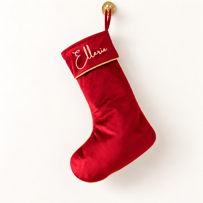 Luxe Velvet Christmas Stocking – Ruby Red