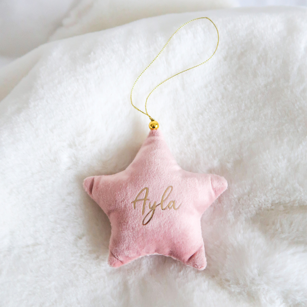 Velvet Star Plush Ornament - Pink