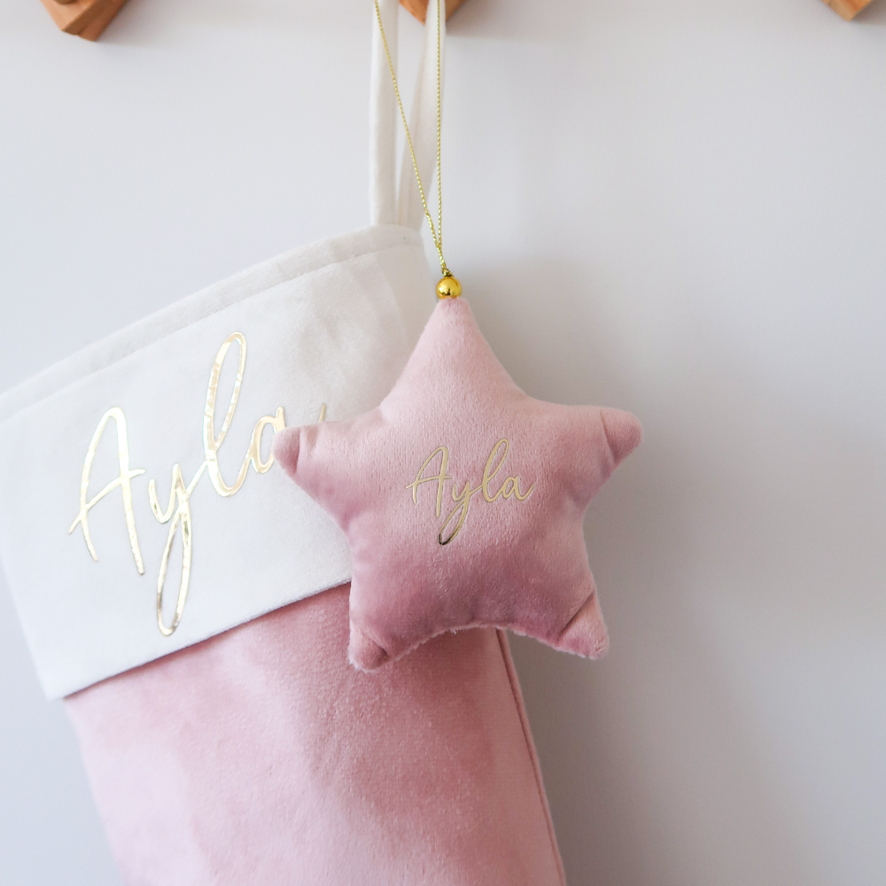 Velvet Star Plush Ornament - Pink