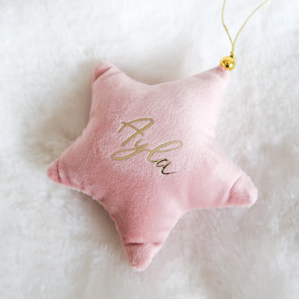 Velvet Star Plush Ornament - Pink