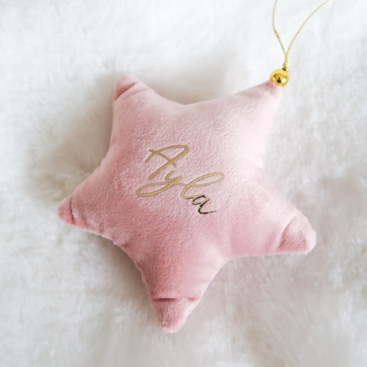 Velvet Star Plush Ornament - Pink