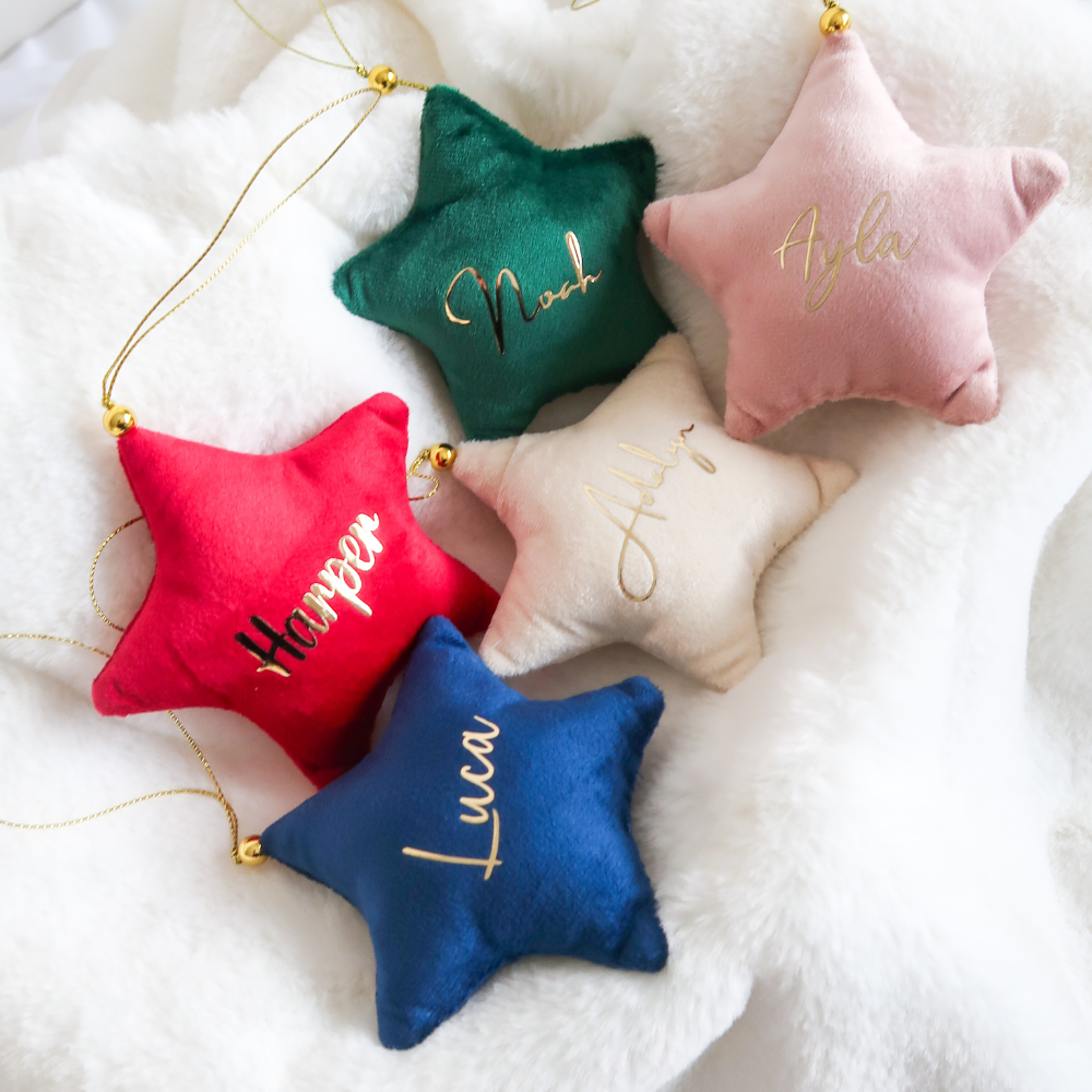 Velvet Star Plush Ornament - Pink