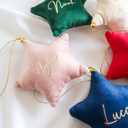 Velvet Star Plush Ornament - Pink