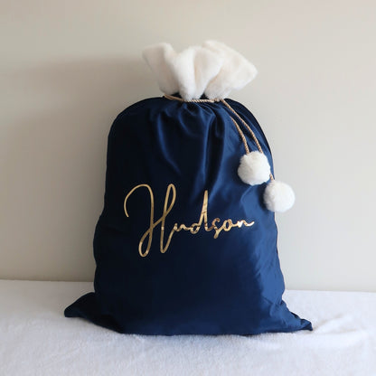 Velvet Christmas Sack - Blue
