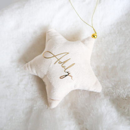 Velvet Star Plush Ornament - Cream