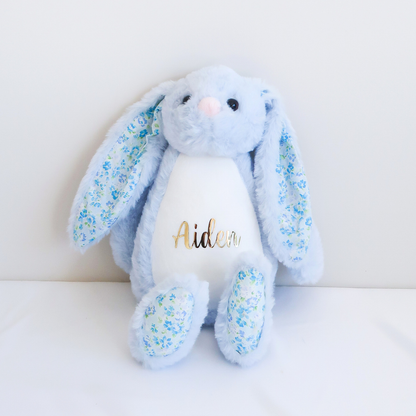 Personalised Plush Bunny - Floral Blue