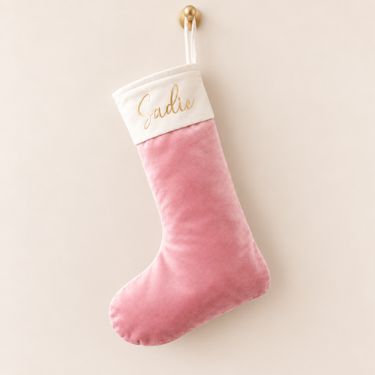 Velvet Christmas Stocking - Pink