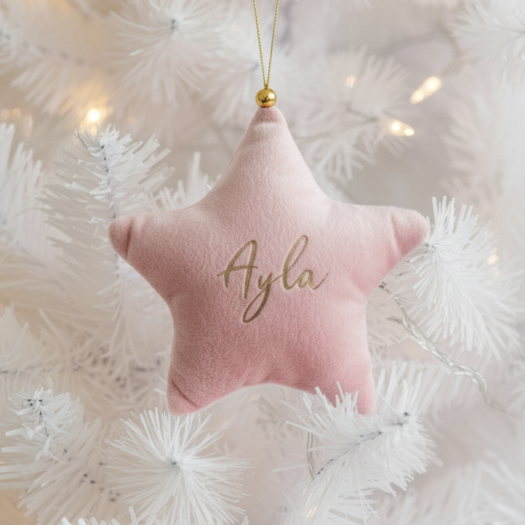Velvet Star Plush Ornament - Pink