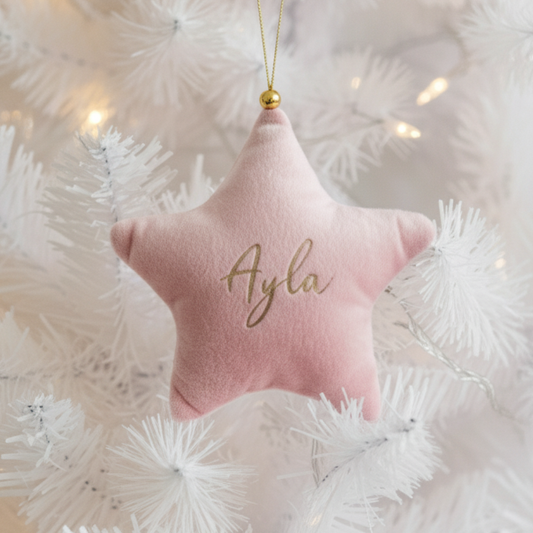 Velvet Star Plush Ornament - Pink