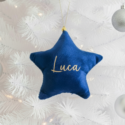 Velvet Star Plush Ornament - Blue