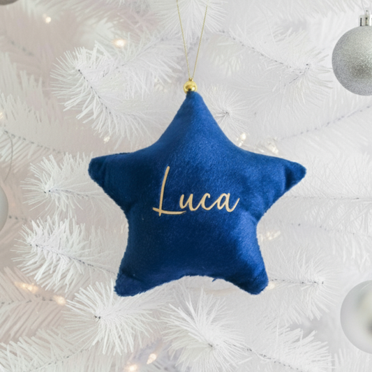 Velvet Star Plush Ornament - Blue