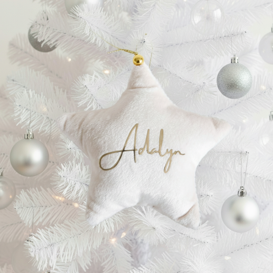 Velvet Star Plush Ornament - Cream