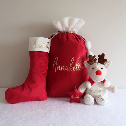 Velvet Christmas Sack - Red