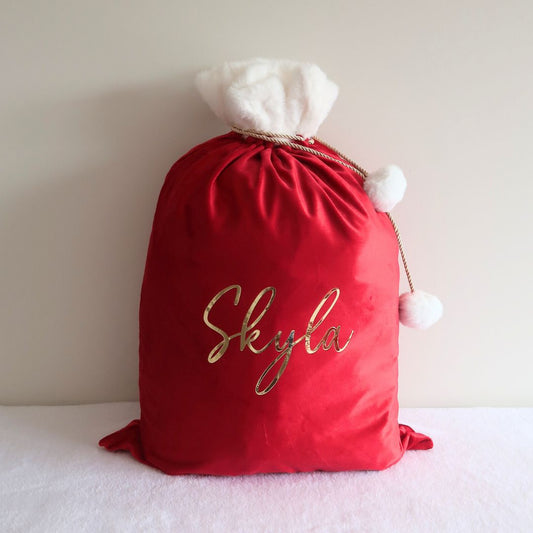 Velvet Christmas Sack - Red