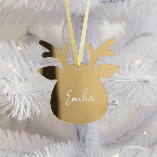 Luxe Reindeer Christmas Bauble - Gold