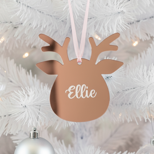 Luxe Reindeer Christmas Bauble - Rose Gold