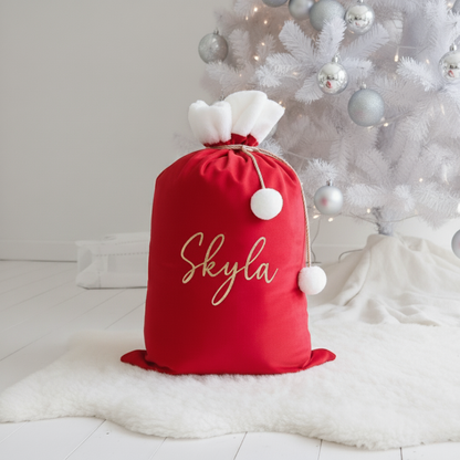 Velvet Christmas Sack - Red