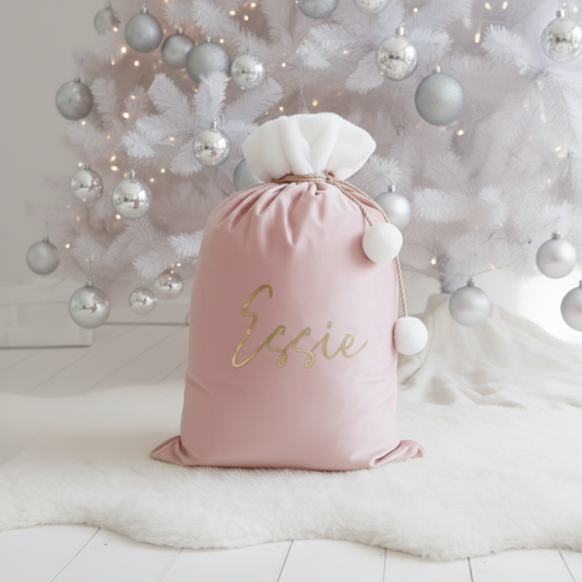 Velvet Christmas Sack - Pink