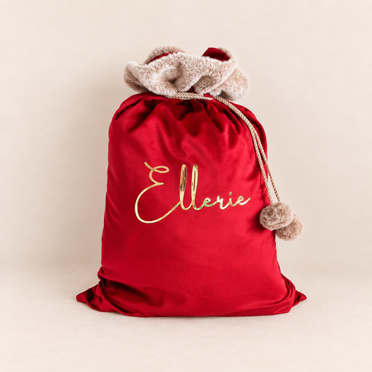 Luxe Velvet Christmas Sack – Ruby Red