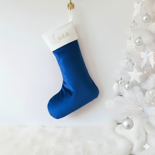 Velvet Christmas Stocking - Blue