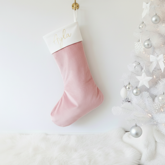 Velvet Christmas Stocking - Pink