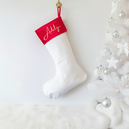 Velvet Christmas Stocking - Cream