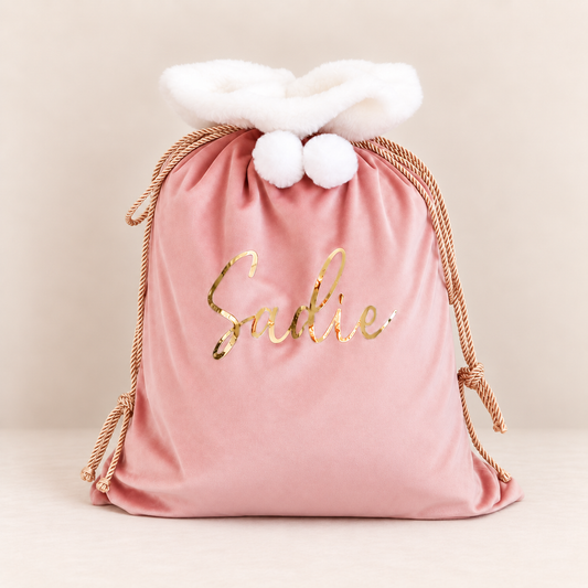 Velvet Christmas Sack - Pink