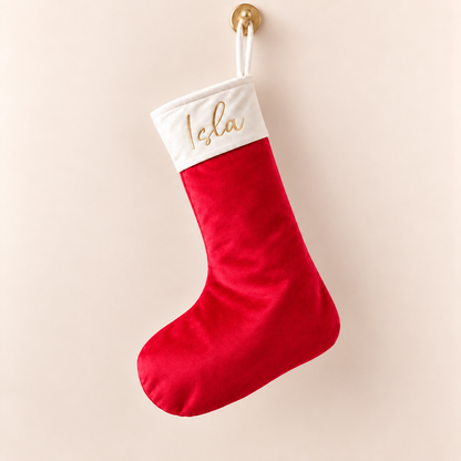 Velvet Christmas Stocking - Red