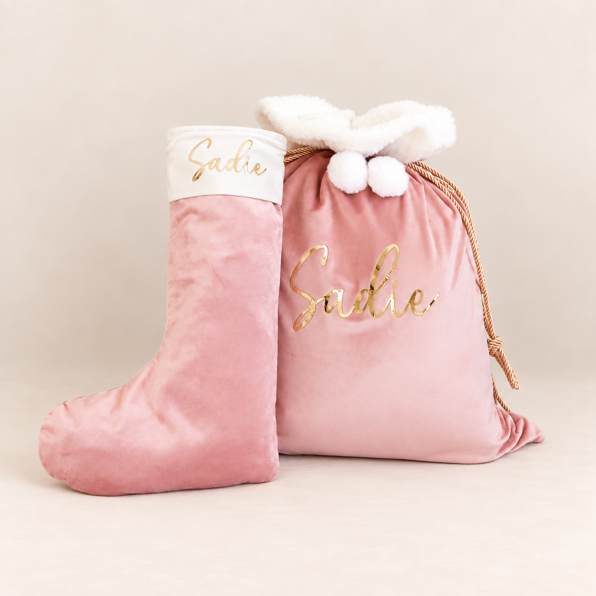 Velvet Christmas Sack - Pink