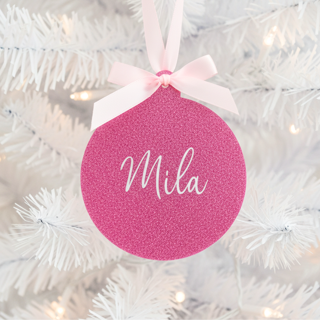 Luxe Glitter Christmas Bauble - Pink
