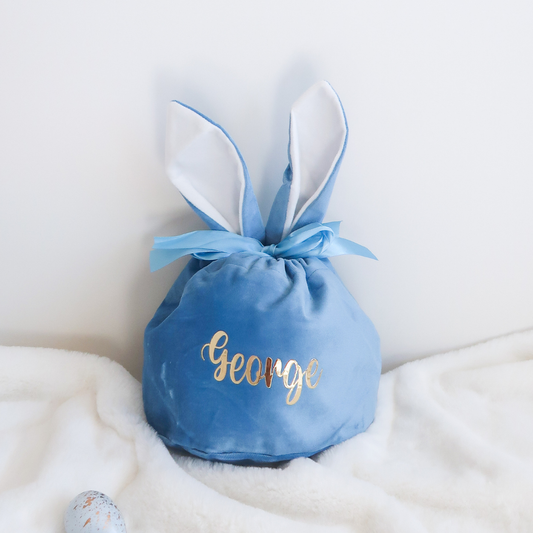 Velvet Easter Bunny Bag (Blue)