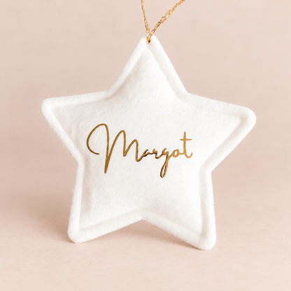 Velvet Star Ornament - White