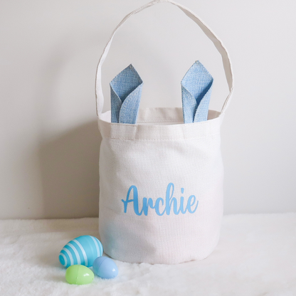 Personalised Easter Basket/Bag - Blue Ears