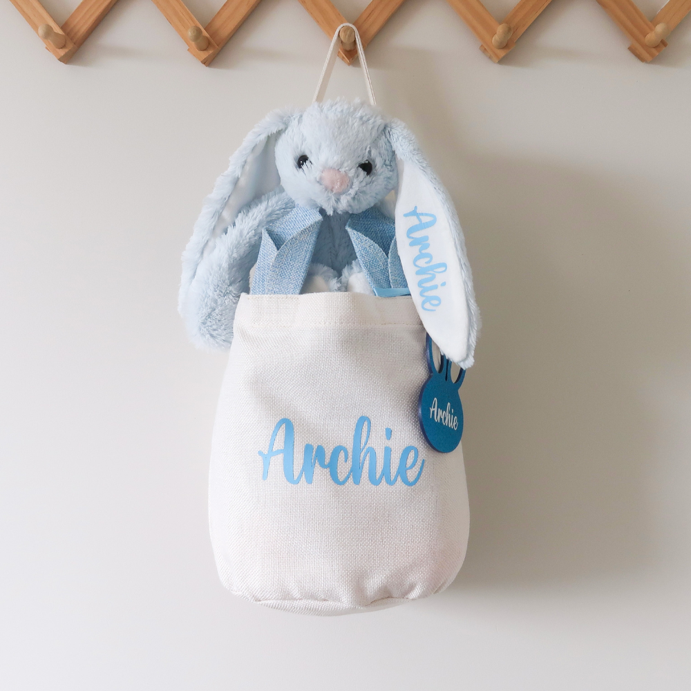 Personalised Easter Basket/Bag - Blue Ears