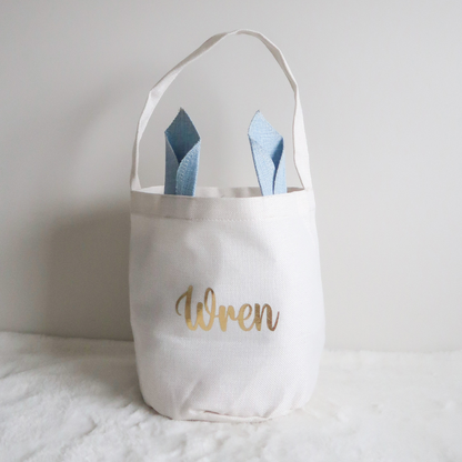 Personalised Easter Basket/Bag - Blue Ears