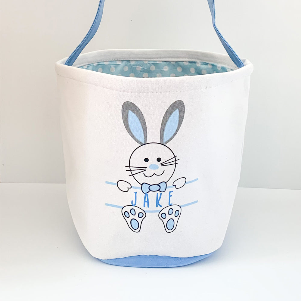 Personalised Canvas Easter Basket (Blue)