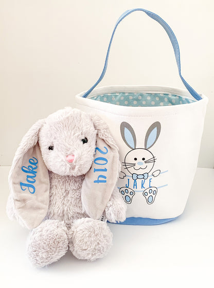 Personalised Canvas Easter Basket (Blue)