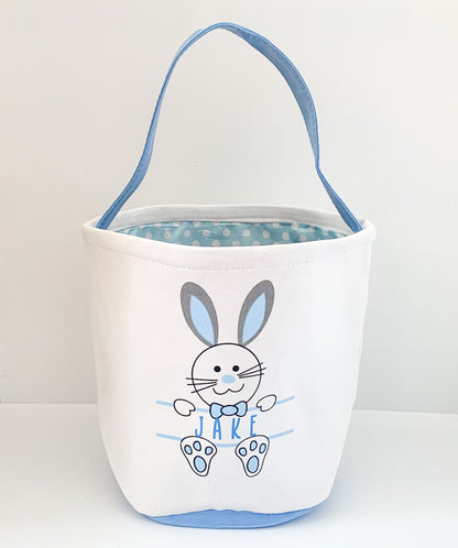 Personalised Canvas Easter Basket (Blue)