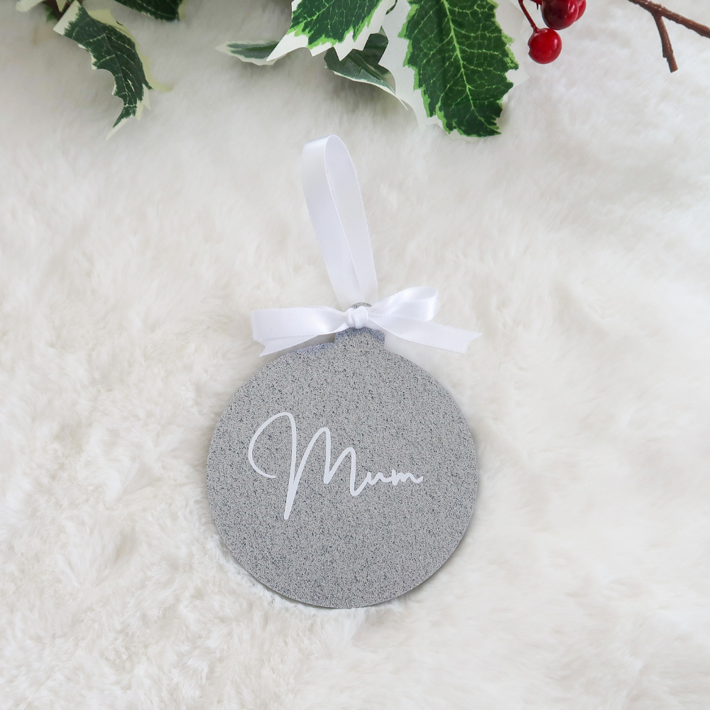 Luxe Glitter Christmas Bauble - Silver