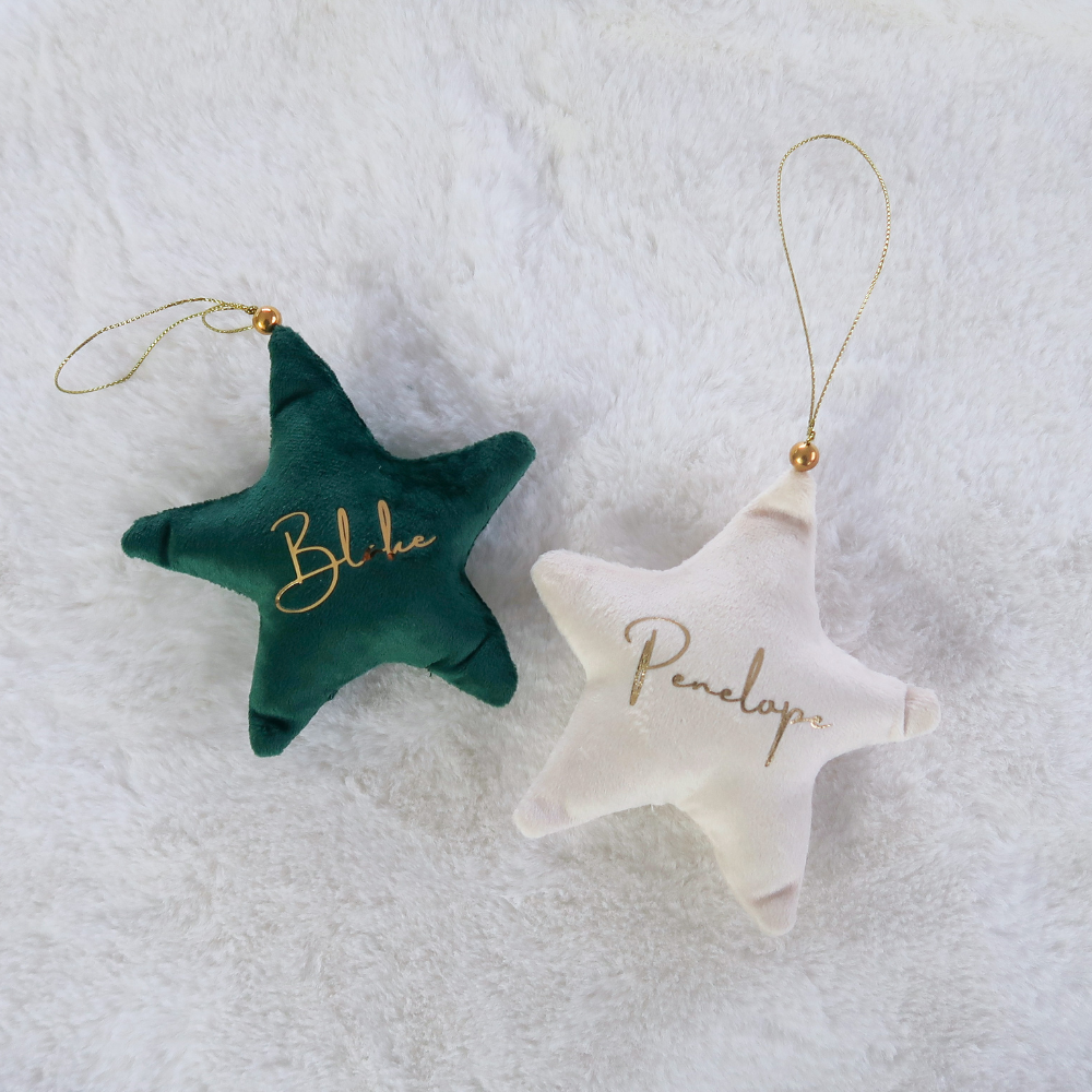 Velvet Star Plush Ornament - Cream