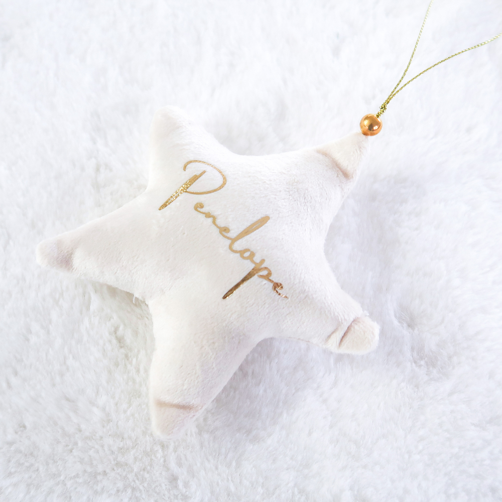 Velvet Star Plush Ornament - Cream