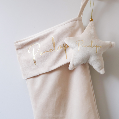 Velvet Star Plush Ornament - Cream